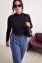 Black Cotton Turtleneck Long Sleeve Snap Fastener Large Size Body Tbbaw27Cs00001O - 3