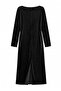 Siyah Kadife Büzgülü Fitted/Vücuda Oturan Esnek Maxi Örme Elbise TBBAW27AH00048 - 3