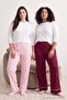 Çok Renkli Çizgili/Bordo 2'li Paket Büyük Beden Pijama Altı TBBAW27IA00009