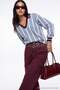 Burgundy Polo Collar Striped Color Block Oversize Knitwear Sweater Twoaw27Kz00274 - 3