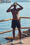 Men's Short Length Zipper Pocket T.Black Beach Swim Shorts - 4
