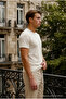 Men's Relax Fit Short Sleeve 100% Cotton Cream T-Shirt - 5