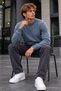 Men's Long Sleeve Indigo Knitwear Winter Sweater - 3