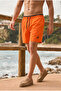 Men's Loose Lined Zippered Trendy Orange Swim Shorts - 3