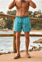 Men's Loose Lined Zippered Trendy Turquoise Swim Shorts - 4