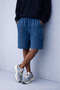 Men's Casual Summer Cargo Pocket Navy Blue Linen Shorts - 2