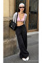 Women's Summer Jogger Black Ayrobin Linen Trousers - 2