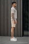 Men's Regular Fit Pocketed Lace-Up Waist Beige Basic Shorts - 2