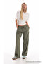 Women's Summer Comfortable Green Linen Trousers with Elastic Waist - 5