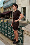 Men's Short Sleeve Shirt Summer Linen Shorts Coffee Two-Piece Set - 4