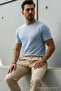 Men's Premium Viscose Baby Blue Loose T-Shirt - 2