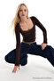 Women's Lace Premium Summer Coffee Blouse - 4