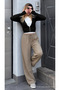 Women's Textured Wide-Leg Mink Palazzo Linen Trousers - 2