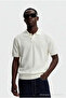 Men's Textured 100% Cotton Cream Polo Neck t Shirt - 6