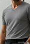 Men's Relaxed Fit Smoked Loose V-Neck T-Shirt - 5