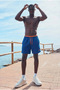 Men's Zippered Pocket Jogger Summer Blue Swim Shorts - 4