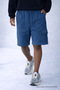 Men's Casual Summer Cargo Pocket Navy Blue Linen Shorts - 4