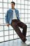 Men's Casual Jogger Brown Baggy Linen Trousers - 4