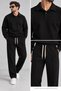 Men's 3-Ply Combed Cotton Fabric Sha Fleece-Lined Tracksuit Set