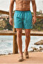Men's Loose Lined Zippered Trendy Turquoise Swim Shorts - 3