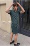Men's Linen Polo Collar Shirt Lace-Up Summer Shorts Khaki Two-Piece Set - 3