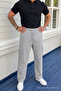 Men's Gray Loose Linen Trousers with Cargo Pockets - 5