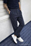 Men's High Waist Regular Fit Smoked Fabric Trousers - 3