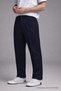 Men's Casual Regular Classic Navy Blue Fabric Trousers
