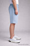 Men's Casual Cargo Pocket A.Blue Linen Shorts with Elastic Waist - 2