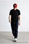 Men's Premium Comfort Textured Black Polo Collar t Shirt - 3