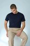 Men's Casual Straight Navy Blue Stretchy T-Shirt - 2