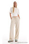 Women's Elastic Waist Summer Comfortable Ecru Linen Trousers
