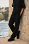 Men's Relax Fit Summer Loose Black Linen Trousers - 4