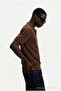 Men's Textured 100% Cotton Brown Polo Neck T-Shirt - 4