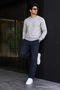 Men's Knitwear Casual Thick Gray Basic Sweater - 2