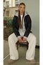 Women's Casual Textured Palazzo Ecru Linen Trousers - 4