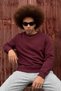 Men's Cotton Anti-Pilling Loose Burgundy Knit Sweater - 3