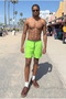 Men's Lined Comfortable Zipper Pocket Green Swim Shorts - 2