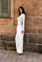 Women's Elastic Waist Jogger White Linen Trousers - 4