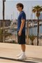 Men's Trend Crew Neck Comfortable Basic Navy Blue T-Shirt - 5