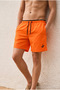 Men's Loose Lined Zippered Trendy Orange Swim Shorts - 2