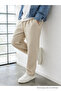 Men's Casual Jogger Cream Baggy Linen Trousers - 2