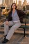 Women's High Waist Loose Summer Gray Jogger Linen Trousers - 5