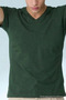 Men's Straight Fit Khaki V-Neck T-Shirt - 6