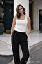 Women's Trend Premium Loose Black Linen Trousers - 3