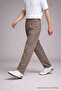 Men's Casual Regular Classic Brown Fabric Trousers - 2