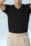 Men's Straight Fit Black V-Neck T-Shirt - 6