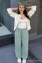 Women's Casual Premium Loose Summer Dark Green Linen Trousers