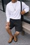 Men's Summer Cargo Pocket Regular Black Linen Shorts - 5