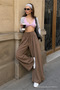 Women's Casual Brown Summer Skirt Palazzo Pants - 5